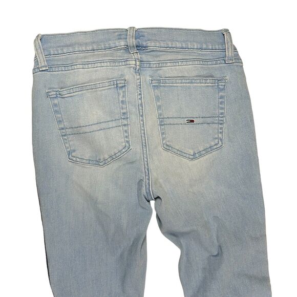 Tommy Hilfiger Womens Sz 0 Pockets Pink Striped Skinny Legging Denim Blue Jeans - Picture 8 of 10